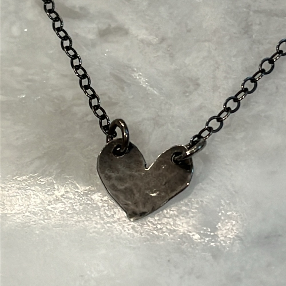 Rare Jes Maharry sterling hammered hear necklace